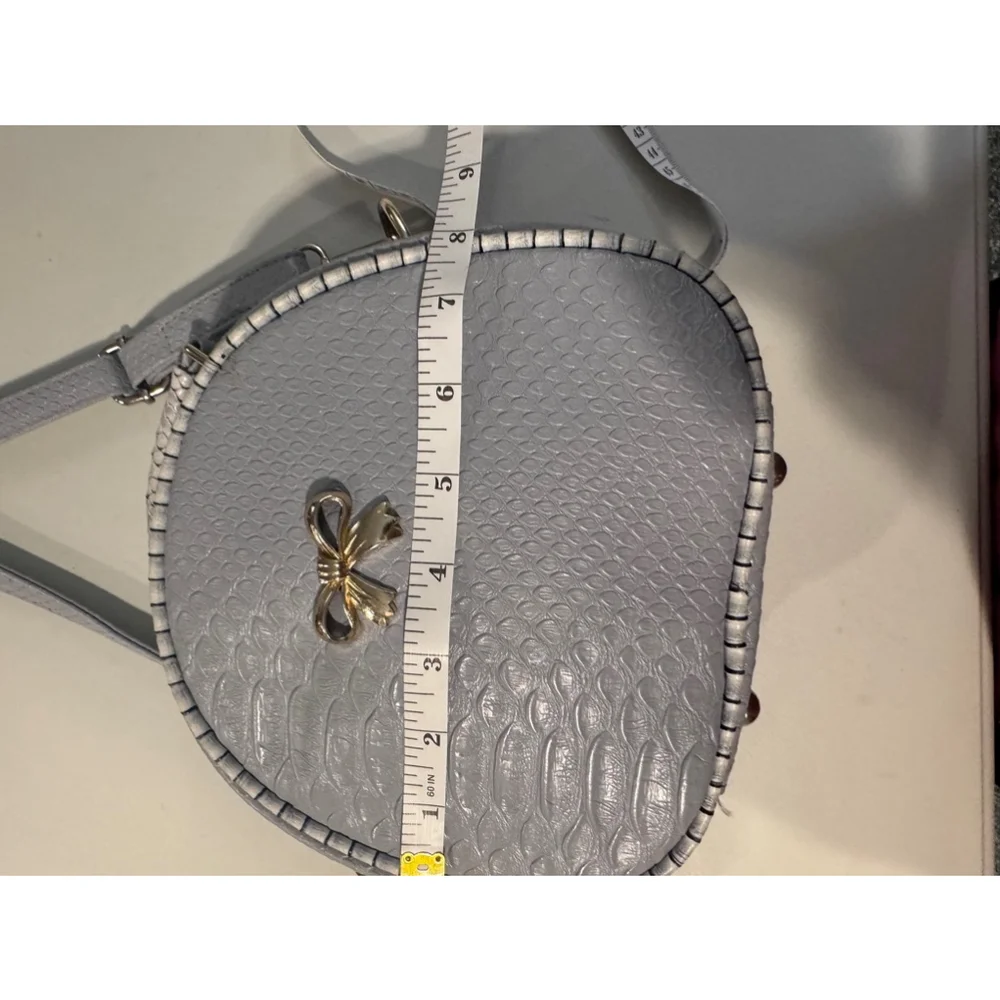 Yating Circular Grayish Purple Crossbody with Bow Accent